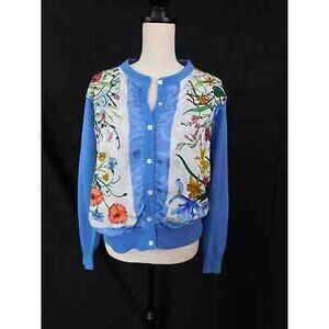 Vintage Royal British 100% Cashmere Silk Cardigan floral Med